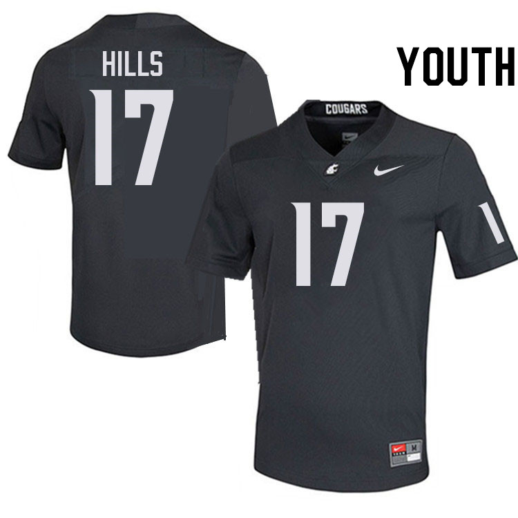 Youth #17 Brandon Hills Washington State Cougars College Football Jerseys Stitched-Charcoal